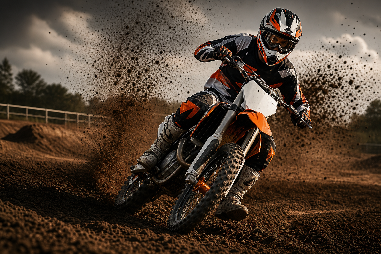 Motocross bike on a dirt practice track
