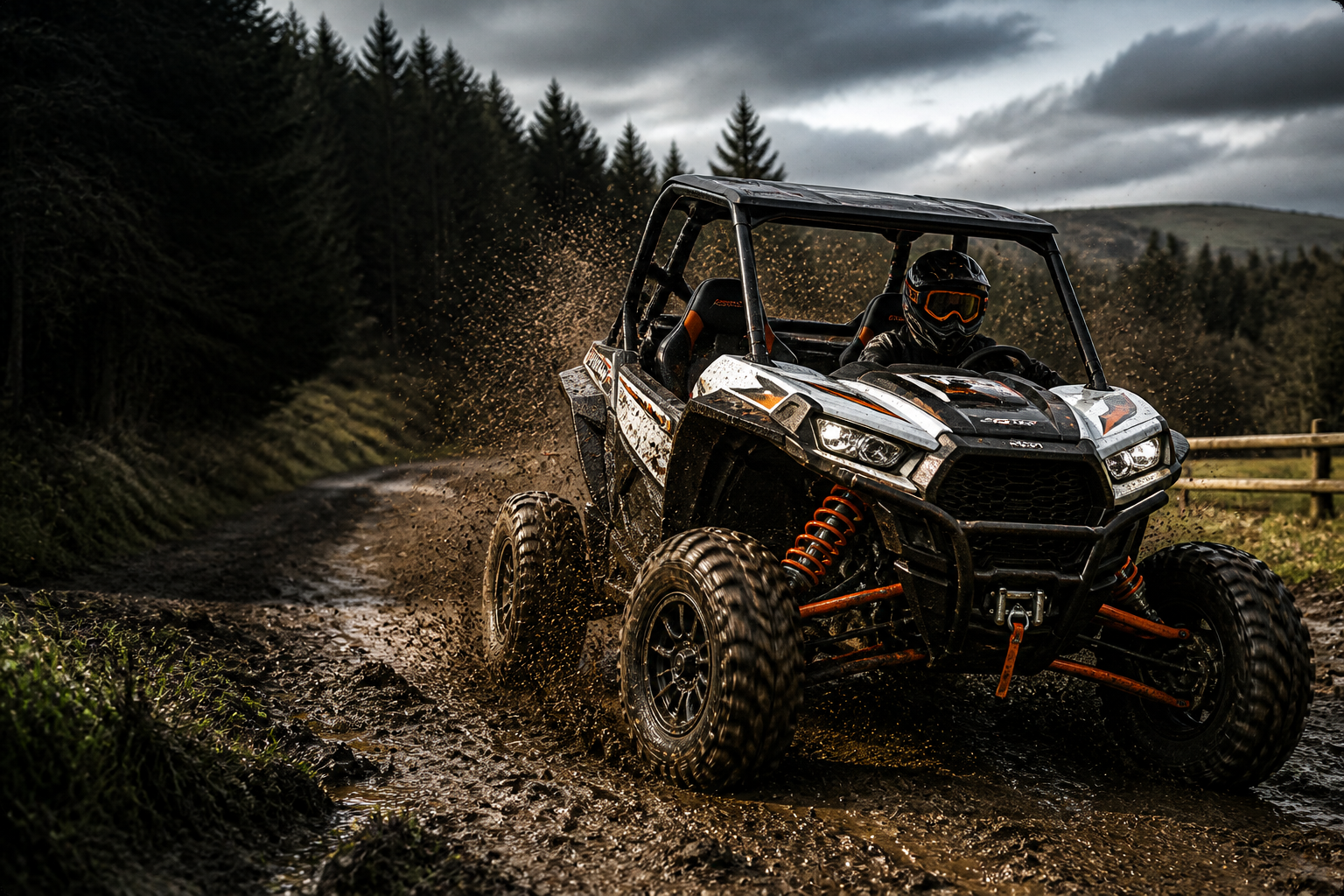 Side by side buggy on a rugged track