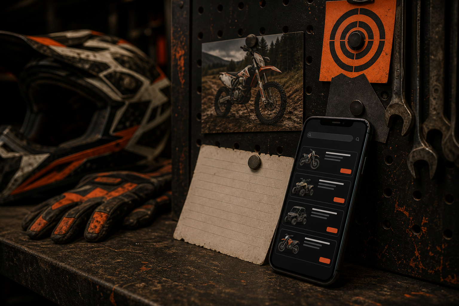 Wanted advert setup with off-road riding gear